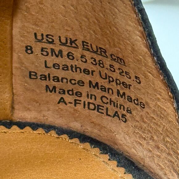 Franco Sarto Fidela Sandal 8.5 Black Leather Block Heel Ankle Strap Cut Out Shoe - Picture 8 of 10